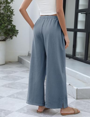 Image of Athlisan Womens Baggy Wide Leg Palazzo Pants Casual Loose Drawstring Elastic Waisted Lounge Trousers with Pockets