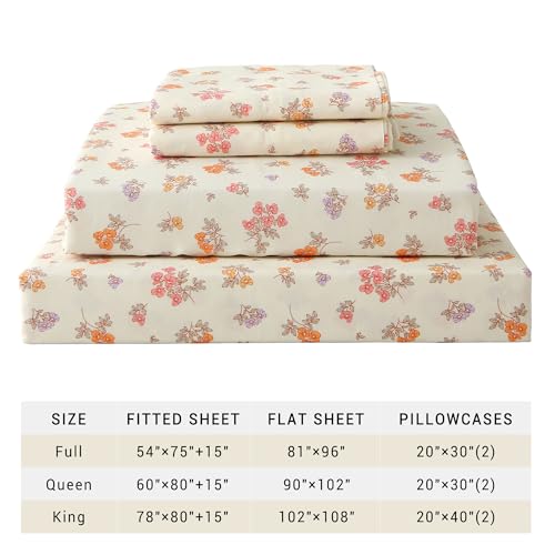 Image of Viviland Floral Twin Sheet Set - 3 Piece Vintage Yellow Boho Flower Patterned Bed Sheets - Soft, Breathable Microfiber Sheets with Deep Pocket, Non-Slip Fitted Sheets & Pillowcases