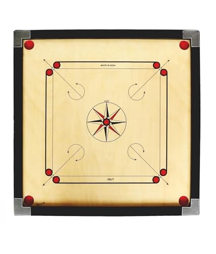 Image of WRF Superior Matte Finish Practice Carrom Board for Serious Professional Practice with Coins Striker and Powder Black New (26 inch Carrom KA-1) (22)