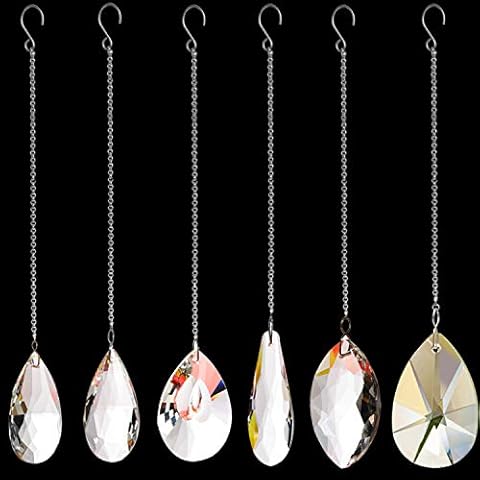 Together-life 6 Pack Clear Crystal Suncatcher Prism Pendant Rainbow Maker Hanging Suncatchers with Chain Window Sun Catcher for Window Home Garden Wedding Decoration Cover
