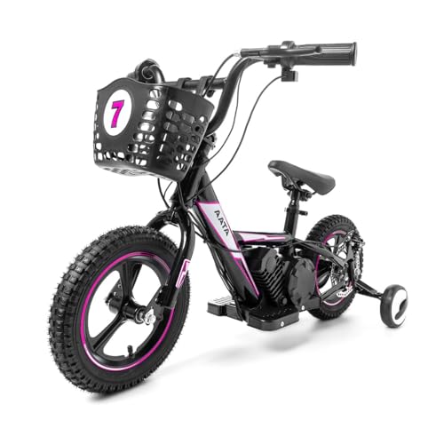 ATAA Bicicleta eléctrica para niños Mini E-Bike Sparkid12 - Rosa - Bici Infantil a batería de Litio de 24V, Bicicleta evolutiva con ruedines removible, Bici eléctrica para niños 3-5 años