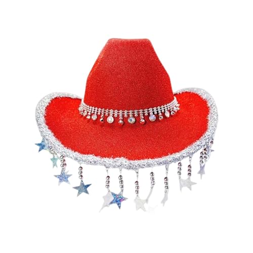 Chapeau de cowboy à paillettes avec pampilles et étoile brillante