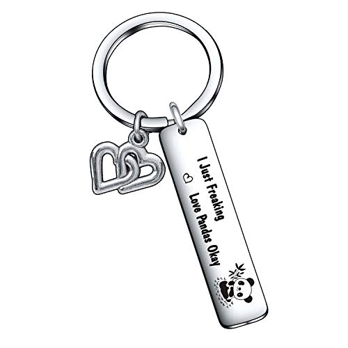 Pandas Keychain daughter Jewelry Panda Bear Gift Panda Bear Keychain Panda Fan Gift Panda Fan Keychain Panda Fan Jewelry Animal Lover Gift cousin jewelry I Just Freaking Love Pandas Okay Keychain