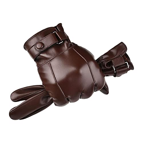 Image of Men Winter Gloves PU Leather Touchscreen Windproof for Riding Motorcycle Brown| Mens Accessories | Gloves & Mittens|1 Pair Winter Gloves For Men