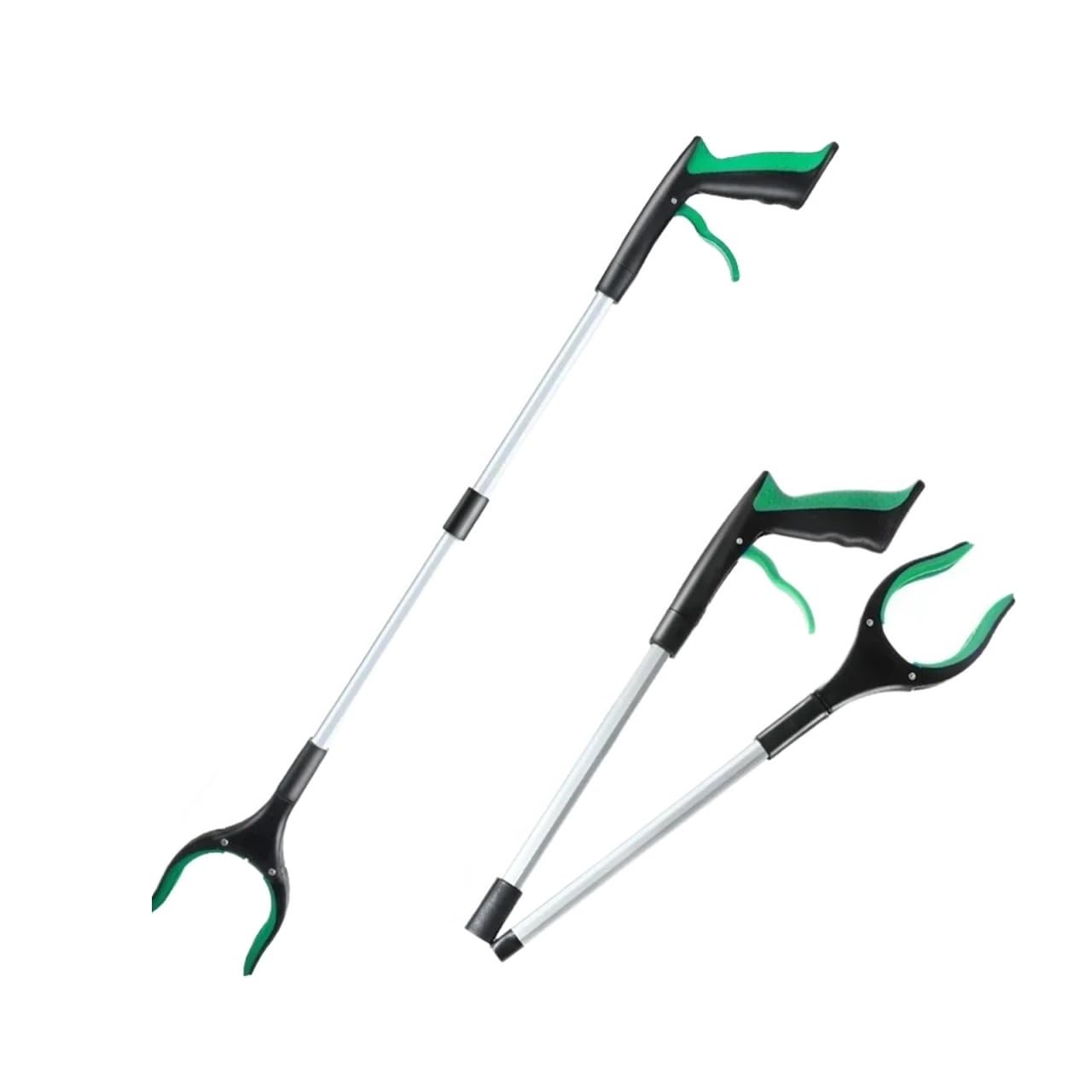 Litter Pickers Grabber Stick, Pinza for rifiuti Pieghevole, Pinza for afferrare, Strumento di Presa in Lega di Alluminio, Manico Lungo, Multicolore, Confezione da 2(Green)