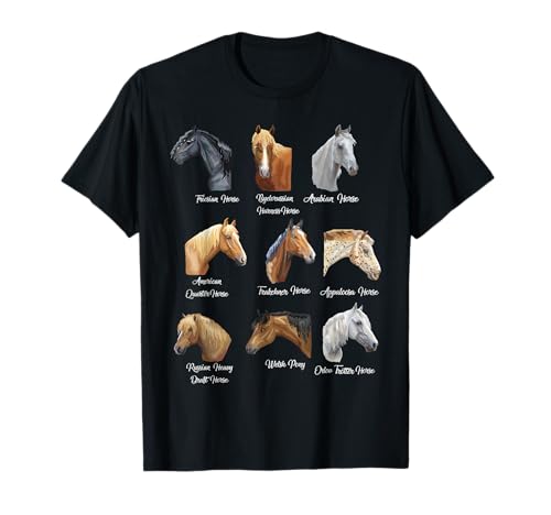 Horse Breeds Equestrian horseback riding gift for girls T-Shirt
