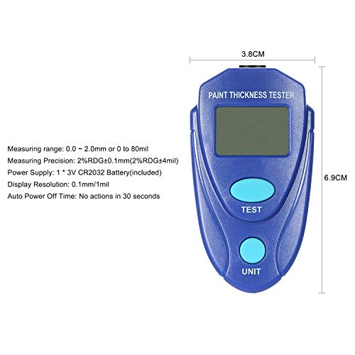 Honeytecs Testador de Espessura de tinta Medidor de Espessura Medidor de Revestimento Digital Profis