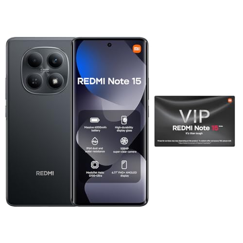 Xiaomi Redmi Note 15 Smartphone 8+256GB Black Large 6000mAh Battery