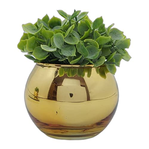 Kit Decoração Sala Quarto Cachepot Vaso Bandeja Espelhada (Dourado)