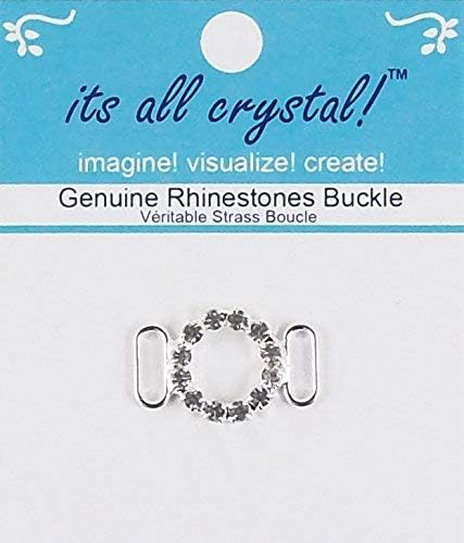 12 Pcs Genuine Crystals Rhinestones Buckle- Silver Finish Round Metal Buckle Wedding Invitations Evening Wear- #4146