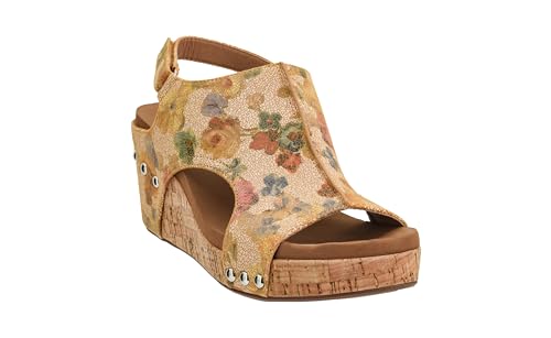 Image of Corkys Footwear Womens Carley Wedges, Featuring Corkys EVA Foam Cushioned Insoles, A 2.5 Inch Heel, Lightweight For All Day Wear, And Hook And Loop Closure