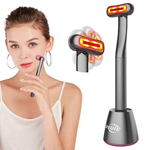 USUIE 4 in 1 Facial Device, Red Light Therapy for Face and Neck, Facial Massager, Reduce Wrinkles, Anti-Aging Facial Tools, 2022 Upgraded Version - Dark Grey/ Fuchsia