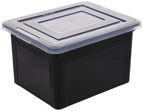 IRIS USA File Box, Plastic File Organizer with Lids for Letter/Legal File, Portable Document Box For Moving, Storage Bin with Durable and Secure Lid, Stackable Nestable BPA-Free, Black 35 Qt. 4 Pack by IRIS USA - Image 4