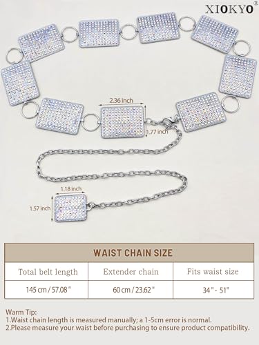 Bling Rhinestone Belt for Women Sparkly Rhinestone Concho Belt for Dress Bedazzled Chain Belts Western2