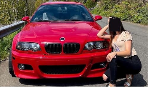 Rejilla coche E46 de 2 puertas con acabado doble listón negro brillante para parachoques 2