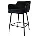 Damiware Rose Tabouret de Bar de qualité supérieure avec Housse en Velours, 65 cm, Velours Noir