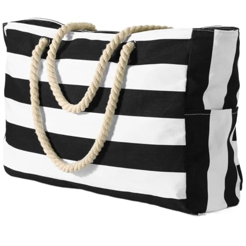Sac de plage rayé en toile pour vos vacances en bord de mer et sorties estivales