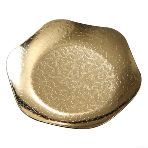 Image of HomeVortex Stainless Steel Flower Shaped Serving Dish 17cm Gold Silver Plated Plate for Kitchen Home Dining Table Buffet Salad Dessert For Easy to Clean Decorative Centerpiece(17.5cm gold)