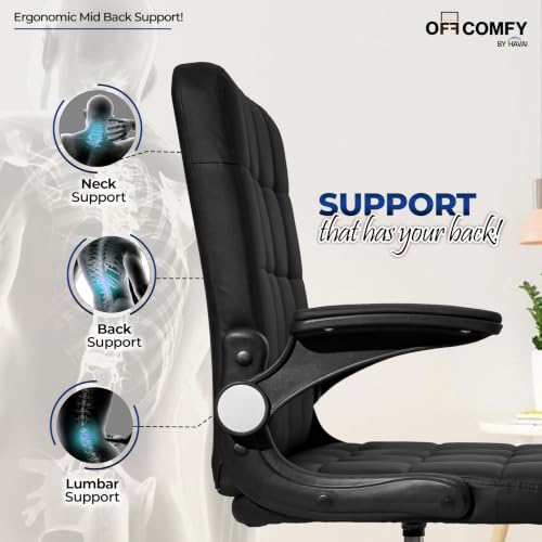 Image of HAVAI Urban Seat Executive Office Chair | Premium Black PVC Upholstery | Folding Mechanism | Ergonomic Cushioned Seat | Class 1 Gas Lift | Nylon Base & Wheels | (Black)