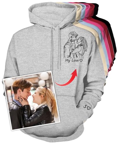SIMIEEK Custom Hoodie Design Your Own Picture Text for Men Women Customized Couples Gifts, Portrait, S