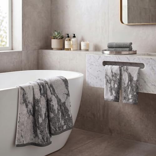 Superior Cotton Jaquard Absobent Marble Bath Towel Set, 6 Piece, Grey by SUPERIOR - Used condition - Image 2