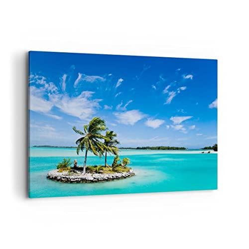 Deco Cadre Décoration Salon Tahiti île Bora détente Moderne Impression sur Toile 120x80cm Image Tableau Decoration Murale Chambre Horizontal Art Wall Grand Tableaux...