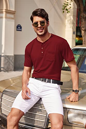 coofandy men39s 3 pack henley shirts short sleeve casual basic tees classic henley summer solid t shirts with pocket