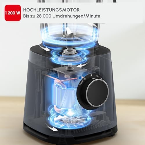 Bild 5 - Tefal PerfectMix Essential Hochgeschwindigkeits-Standmixer, stufenlos einstellbare Geschwindigkeit, Pulsfunktion, abnehmbare Powelix-Klingen, hitzebeständiger 2 l Glasbehälter, 1200 W, Grau, BL771BF0
