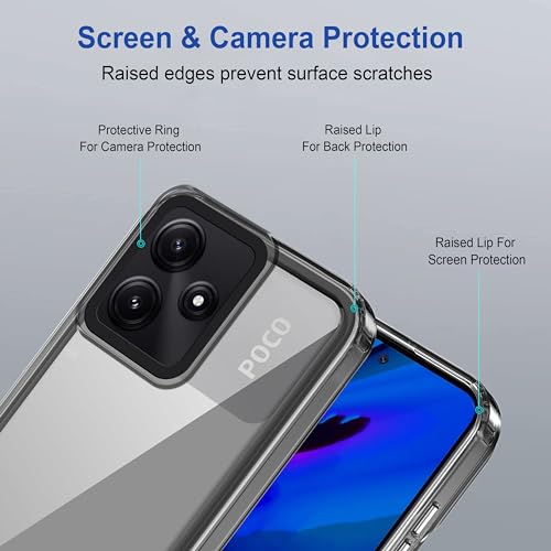 Image of Zapcase Back Case Cover for Poco M6 Pro 5G | Compatible for Poco M6 Pro 5G Back Cover | Case Cover with Camera Protection | (TPU + PC | Translucent Black)