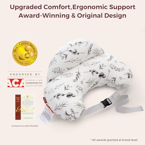 Momcozy Pioneering Safety Fence Nursing Pillow for Breastfeeding- Wider Feeding Pillows for More Support for Mom & Baby- Easier Nursing & Hand Free- Fit for All, Removable Cotton Cover