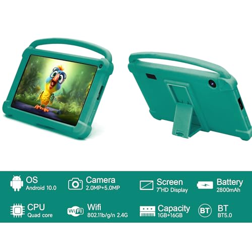 Image of ZZB 7 Inch Kids Tablet for Boys Girls, Android 12 Tablets for Kids, 4GB RAM, 32GB ROM, Kids Tablet, WiFi, Bluetooth, Eye Safety, IPS Screen, Parental Control, Case