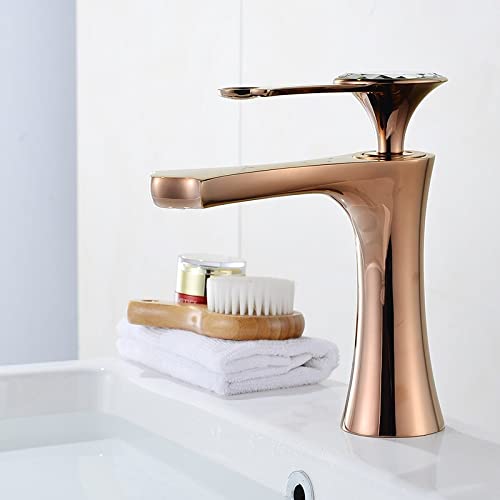 Grifo de lavabo de un solo orificio mezclador con caída en cascada dorada SLT160-R