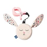 Whisbear Summendes Häschen mit Klammer Weiß | Rosa Rauschen | Einschlafhilfe | Babygeschenke | Babyparty-Geschenke | Autositz-Spielzeug | Kinderwagen-Zubehör Kinderwagen-Spielzeug | Schlafbegleiter
