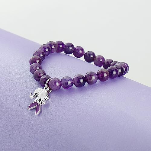 ARHTF Elephant Alzheimers Awareness Bracelet Purple Ribbon Awareness Alzheimers Bracelet Support Alzheimers Family Gifts For Dementia Support2