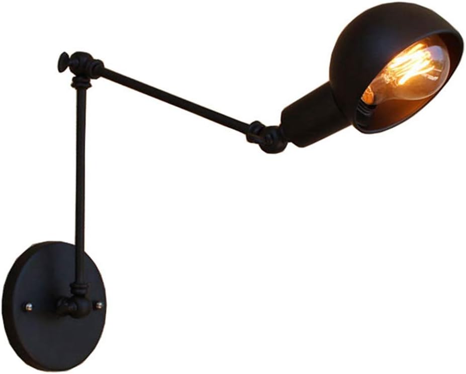 Maxmer Vintage Adjustable Swing Arm Wall Sconce Light E27 Retro Industrial Double Handle Wall Lighting for Kitchen Dining Room Loft Coffee Bar (Bulb not Included)