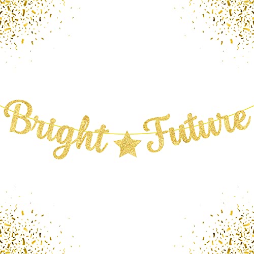 Image of KatchOn, Gold Graduation Banner 2026-10 Feet, Pre Strung | Bright Future Gold Graduation Banner for Graduation Decorations 2026 | Bright Future Decorations, 2026 Graduation Decorations