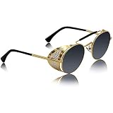 Dervin Okrągłe okulary przeciwsłoneczne dla dorosłych unisex, Złoto - czerń, M