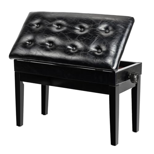 Bonnlo Adjustable Duet Piano Bench with Storage Black...