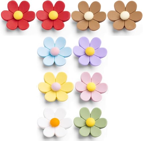 Image of K.K. VillA Beautiful 3D Flower Fridge Magnets for Home & Office | Strong Decorative Magnets for Refrigerator, Locker, Whiteboard & Kitchen Use | Multicolour Floral Design (Pack of 10, Large)