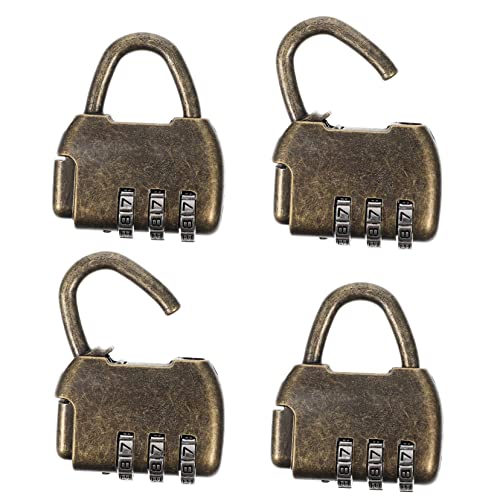 Mobestech 4個 アンティークスル字パスワード南京錠 耐久性亜合製 レトロキャビネット用防犯ロック 木箱やジュエリーケースに適用