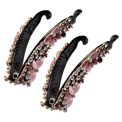 Pinzas de plátano para cabello ligeras y sin daño con ópalo brillante set de 2