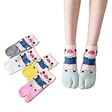 FASHIXD Women Toe Socks Ankle Sock Cute Two Finger Flip Flop Socks for Womens Girls Running