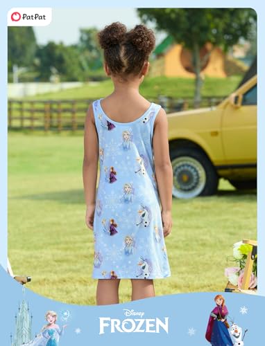 Image of Disney Stitch Princess Frozen Elsa Minnie Mouse Girls Tank Dress Sleeveless A-Line Sundress Summer Beach Clothes 2-9 Years