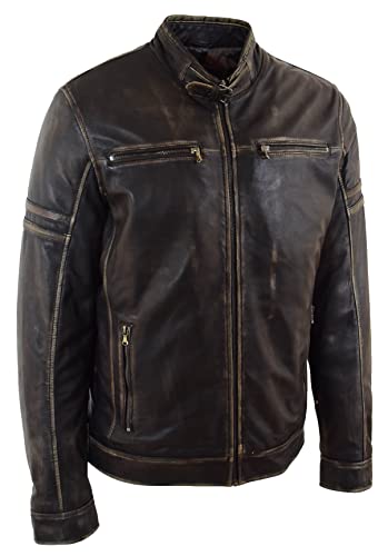 Veste en cuir coupe ajustée homme style motard authentique