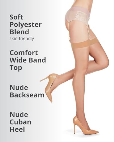 Image of MeMoi Plus Backseam Thigh High Stockings for Women, Comfortable Sheer Thigh High Stockings - Sizes Small - Q2