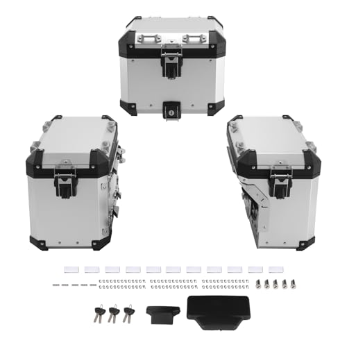 XFMT Motorcycle Luggage Trunk Top Cases & Saddlebags Side Boxes For BMW R1200GS 2013-2018, R1250GS 2019-2024, F850GS 2017-2022, F900GS 2023-2025, Silver