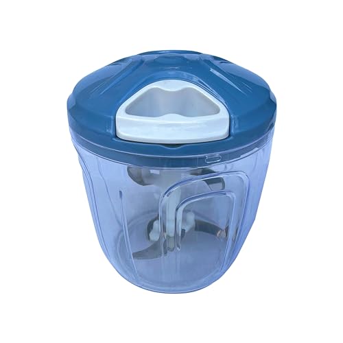 Multi-Function Manual Food Chopper & Processors with Handle and Cover Vegetable Slicer Shredder Hand Blender Kitchen Tool (Blue)