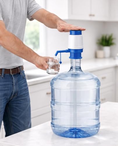 Image of Manual Drinking Water Pump Dispenser for 20 to 25 Litre Bottles | Hand Press Plastic Water Can Pump for Home Office Camping | Easy Fit Vacuum Action Water Dispenser -Multicolour