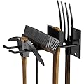 OUUO 4 Pack Garage Storage Organizer for Tool Organization Heavy-Duty Solid Steel Wall Hanger for Garden Tools - Shovel Holder, Rake Broom Yard Wall Mount Hooks - Overhead Garage Storage Rack