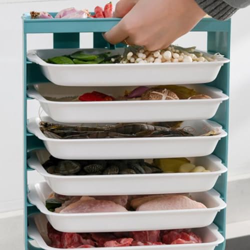 Organizador de cocina de plástico de pared con cajones apilables color verde 6